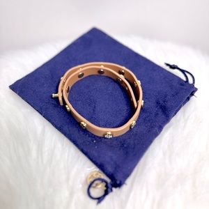 Tory Burch Double Wrap Logo Stud Bracelet